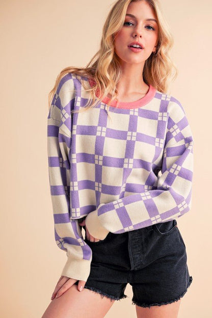 Pam Plaid Sweater - Bitsy Gypsy Boutique