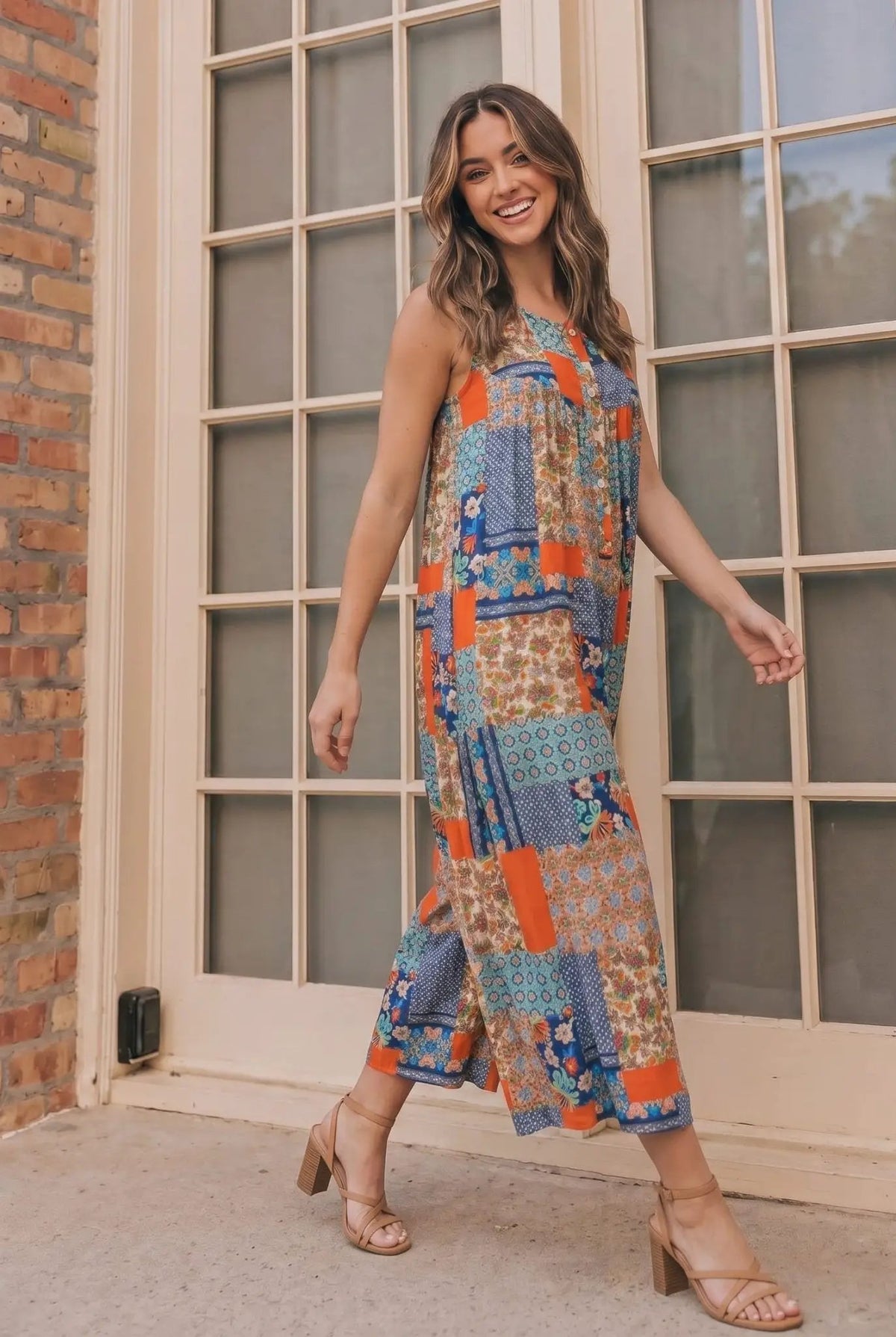 Patchwork Dream Halter Jumpsuit by Haptics