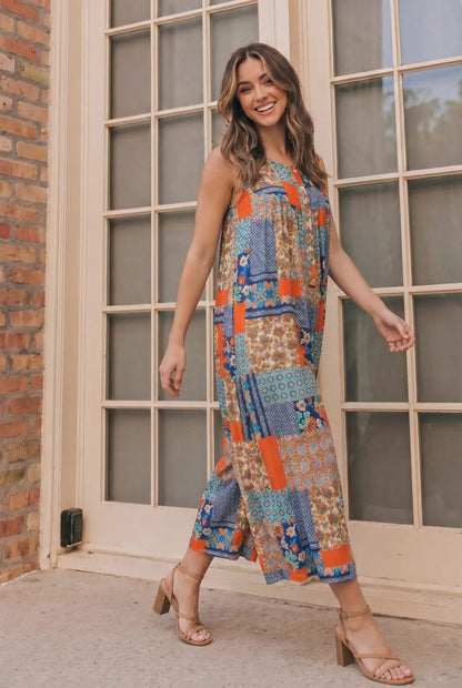 Patchwork Dream Halter Jumpsuit by Haptics