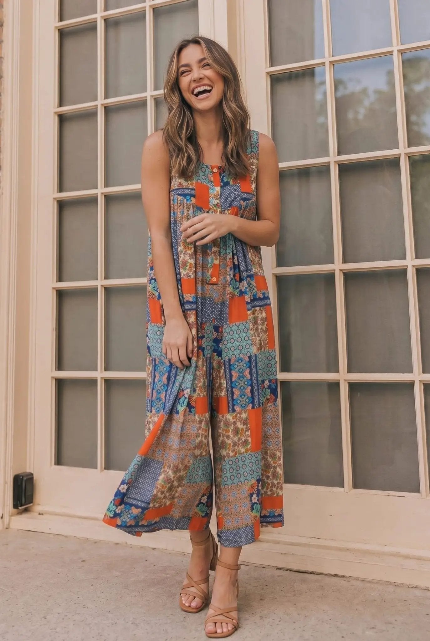 Patchwork Dream Halter Jumpsuit by Haptics
