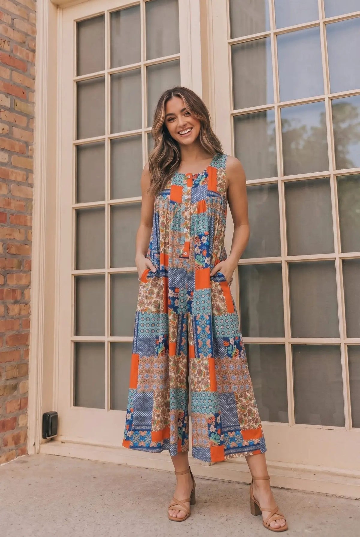 Patchwork Dream Halter Jumpsuit by Haptics