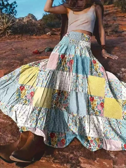 Patchwork Floral Maxi Skirt - Bitsy Gypsy Boutique