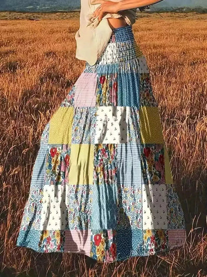 Patchwork Floral Maxi Skirt - Bitsy Gypsy Boutique