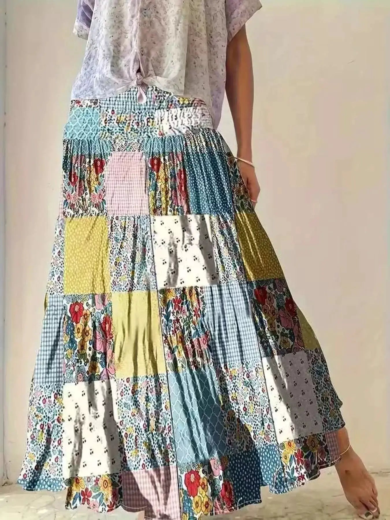 Patchwork Floral Maxi Skirt - Bitsy Gypsy Boutique