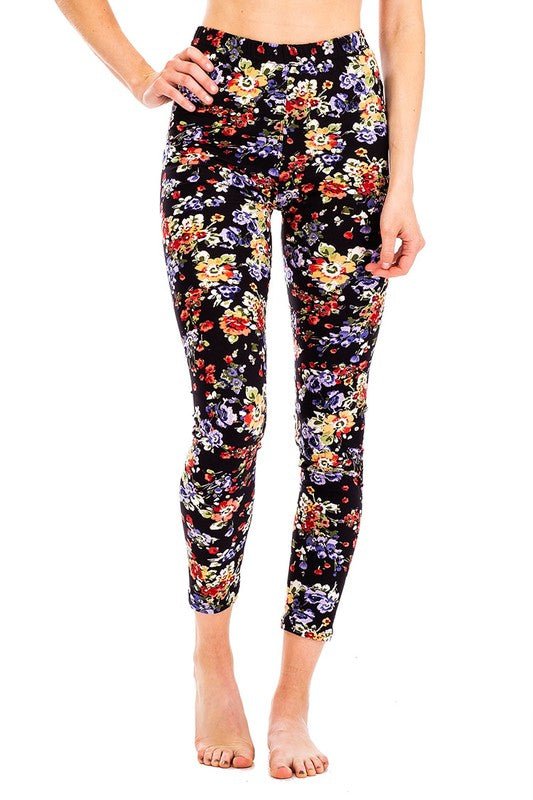 Peach Skin Mix Floral Print Crop Leggings - Bitsy Gypsy Boutique