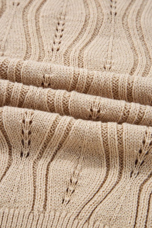 Pearl Beaded Pointelle Knit V - Neck Lace Trim Sweat - Bitsy Gypsy Boutique