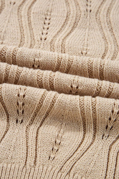 Pearl Beaded Pointelle Knit V - Neck Lace Trim Sweat - Bitsy Gypsy Boutique