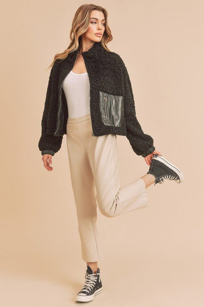Penny Vegan Sherpa Jacket - Bitsy Gypsy Boutique