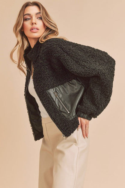 Penny Vegan Sherpa Jacket - Bitsy Gypsy Boutique