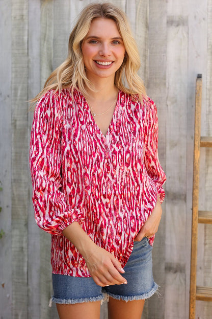 Perfectly You Berry Satin Button-Down V Neck Blouse - Bitsy Gypsy Boutique