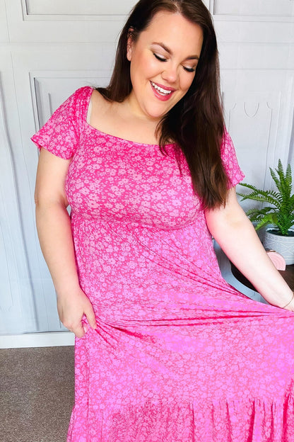 Perfectly You Fuchsia Ditzy Floral Fit & Flare Maxi Dress - Bitsy Gypsy Boutique