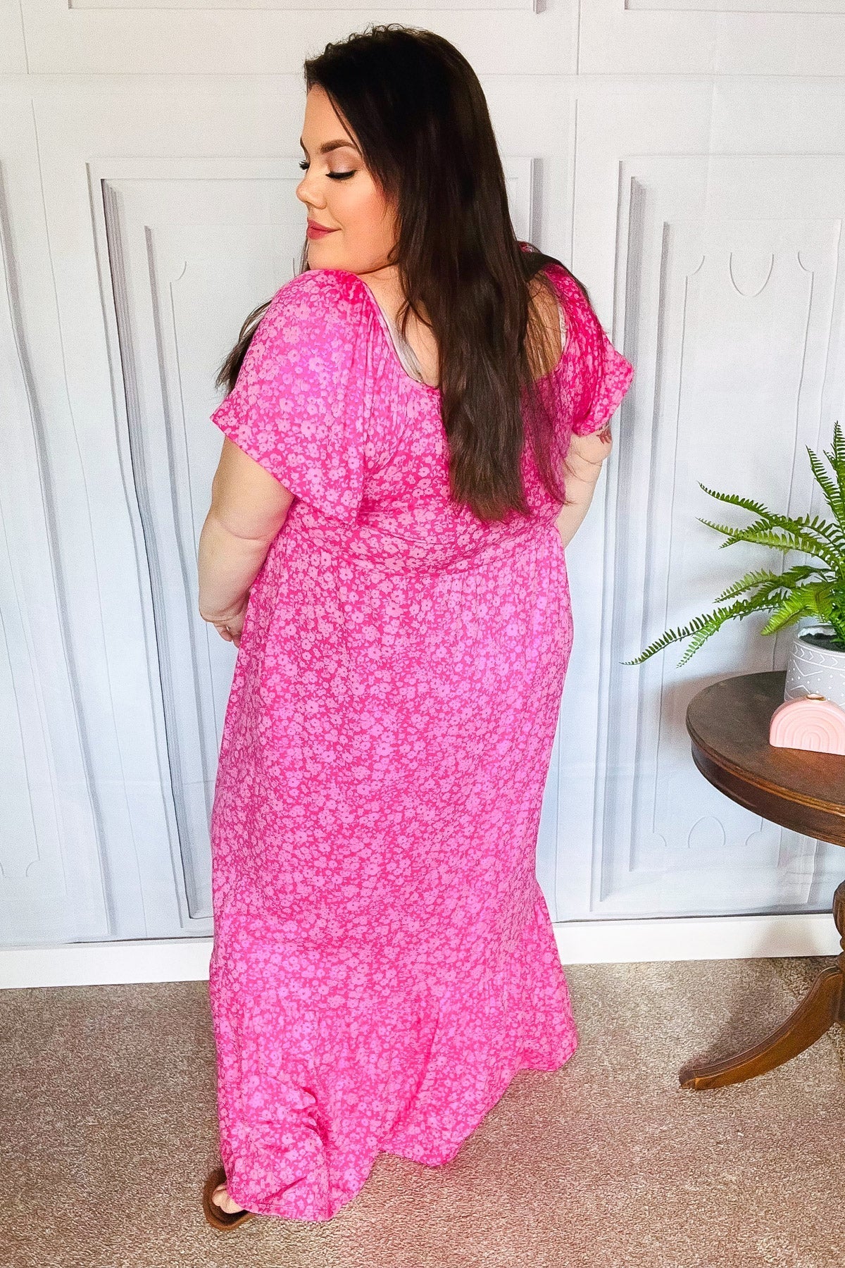 Perfectly You Fuchsia Ditzy Floral Fit & Flare Maxi Dress - Bitsy Gypsy Boutique