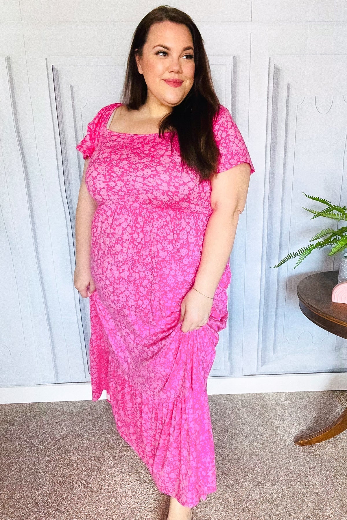 Perfectly You Fuchsia Ditzy Floral Fit & Flare Maxi Dress - Bitsy Gypsy Boutique