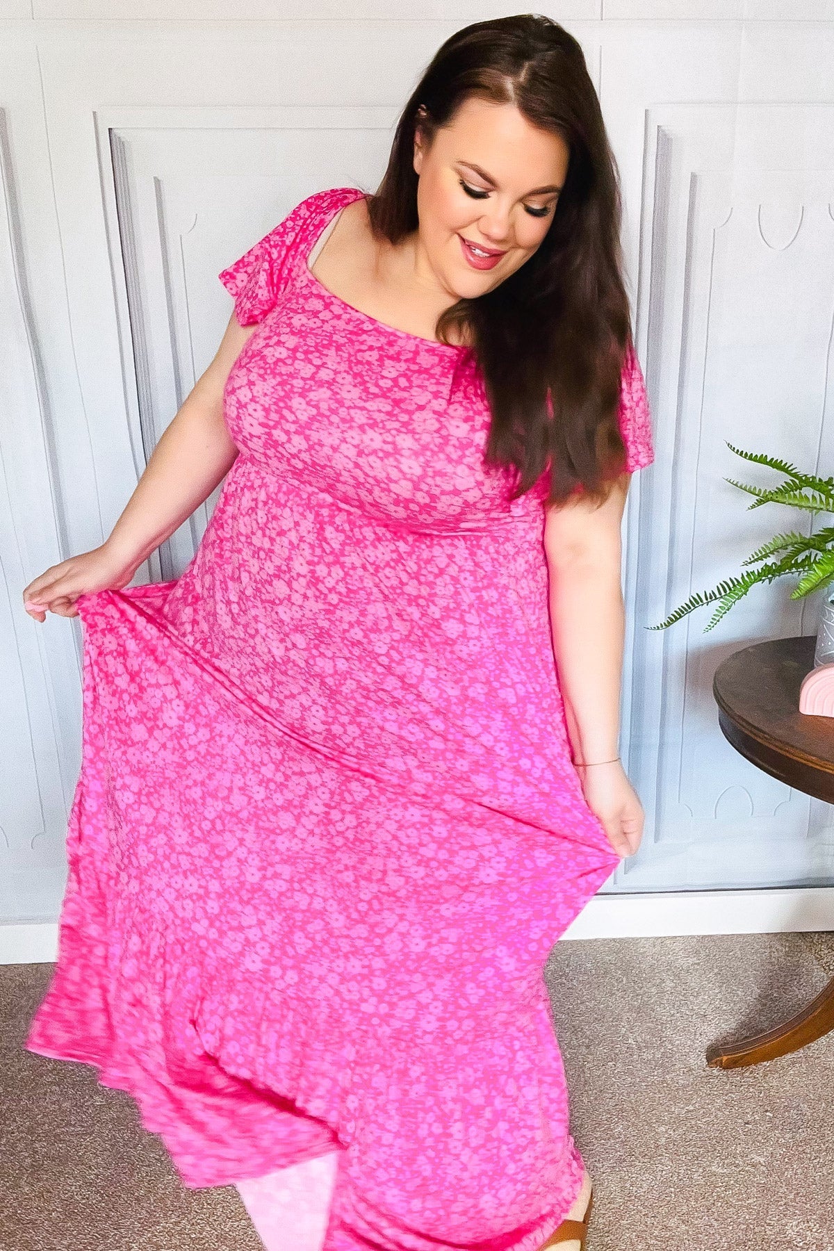 Perfectly You Fuchsia Ditzy Floral Fit & Flare Maxi Dress - Bitsy Gypsy Boutique