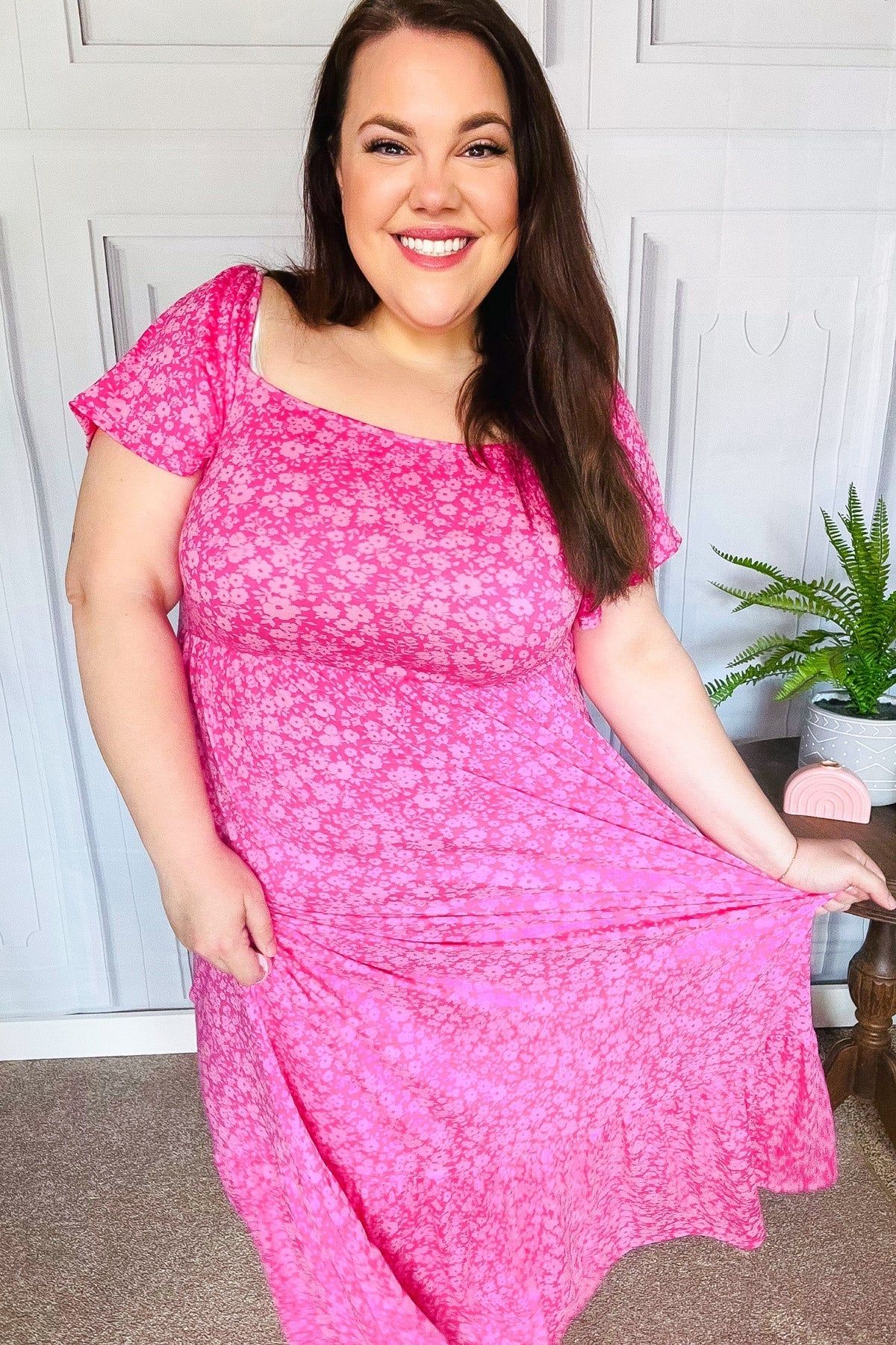 Perfectly You Fuchsia Ditzy Floral Fit & Flare Maxi Dress - Bitsy Gypsy Boutique
