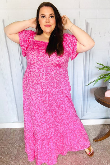 Perfectly You Fuchsia Ditzy Floral Fit & Flare Maxi Dress - Bitsy Gypsy Boutique