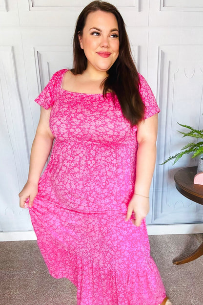 Perfectly You Fuchsia Ditzy Floral Fit & Flare Maxi Dress - Bitsy Gypsy Boutique