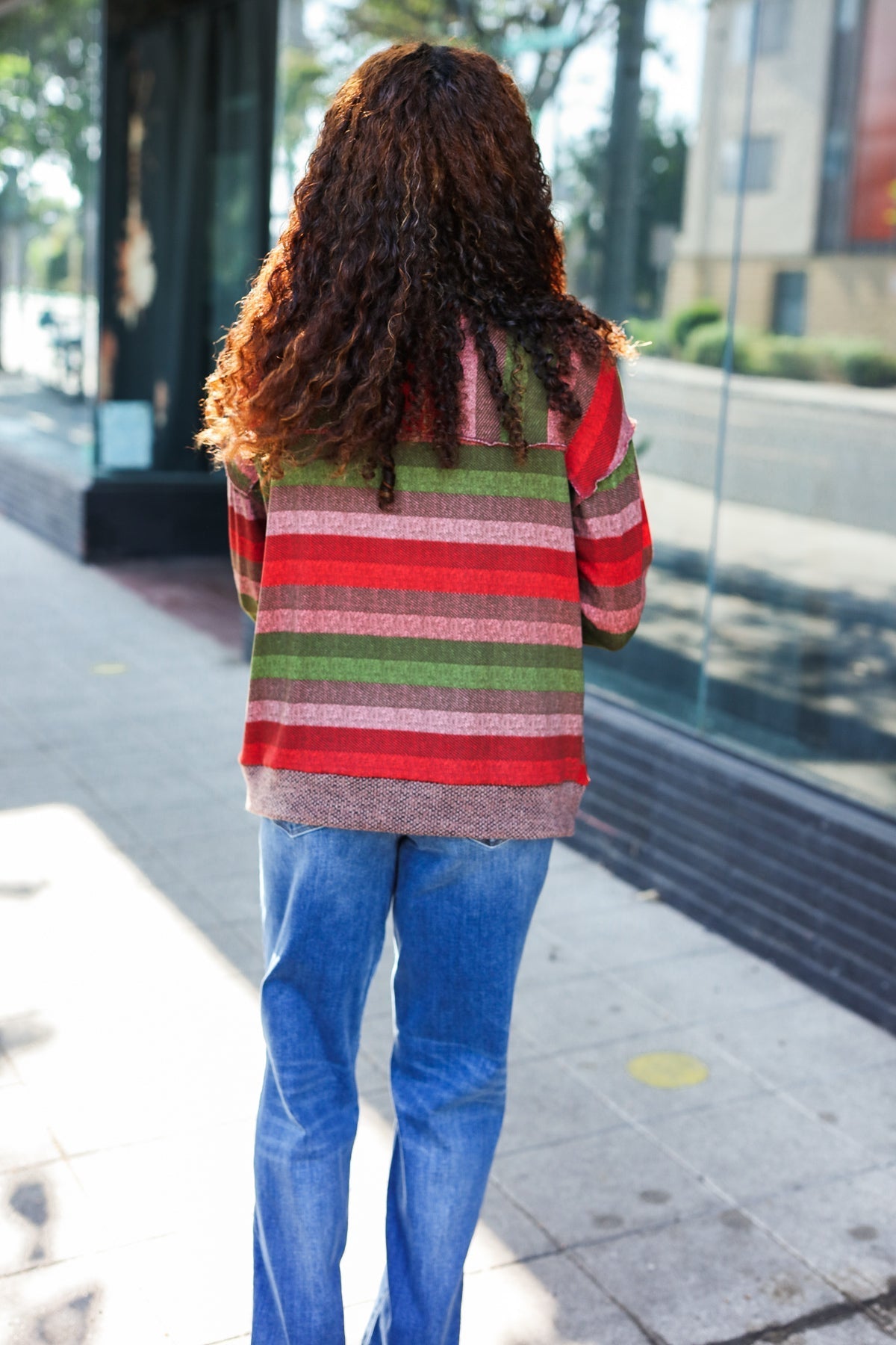 Perfectly You Olive & Mauve Stripe Two-Tone Banded Sweater Top - Bitsy Gypsy Boutique