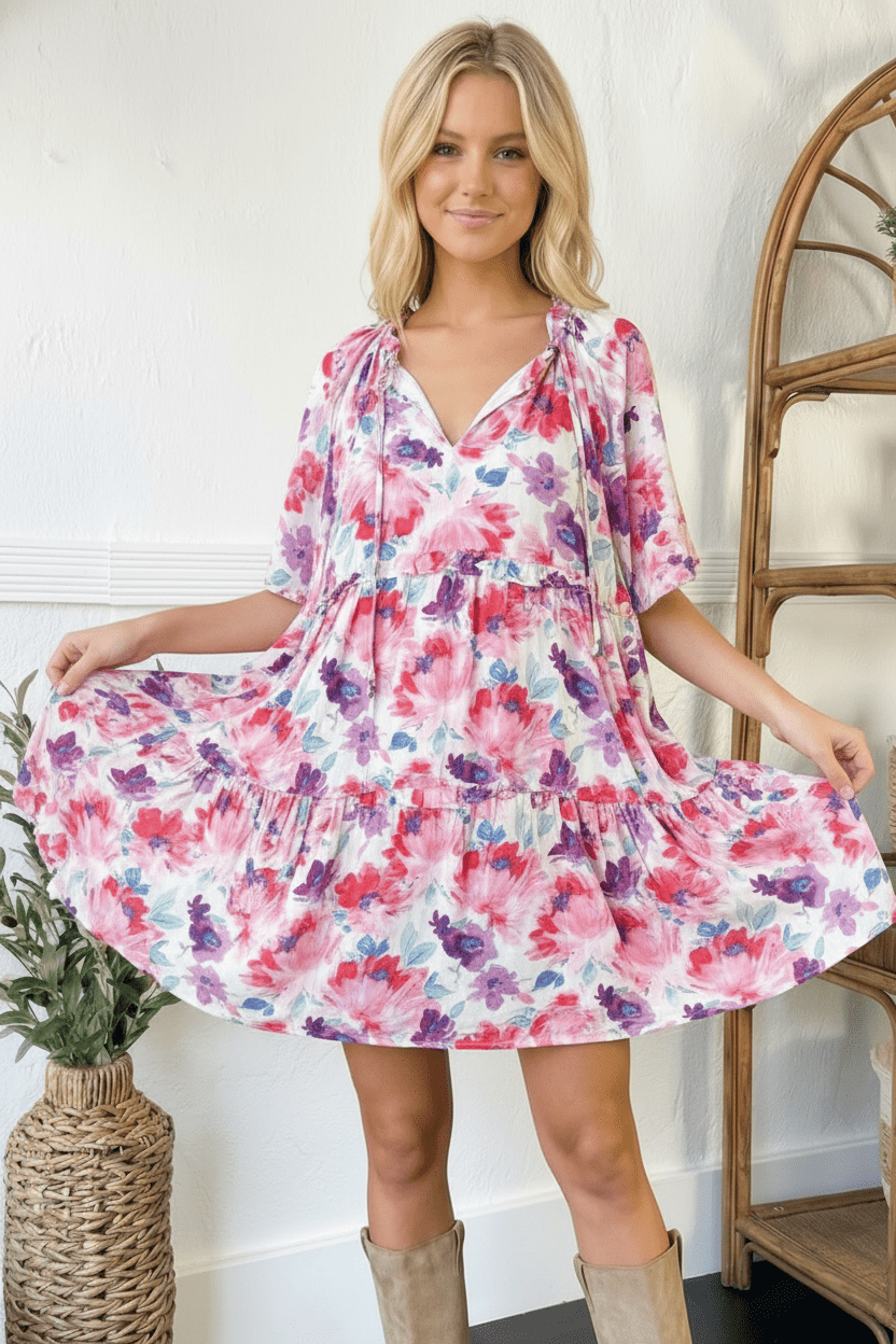 Petal Parade Tiered Dress - Bitsy Gypsy Boutique