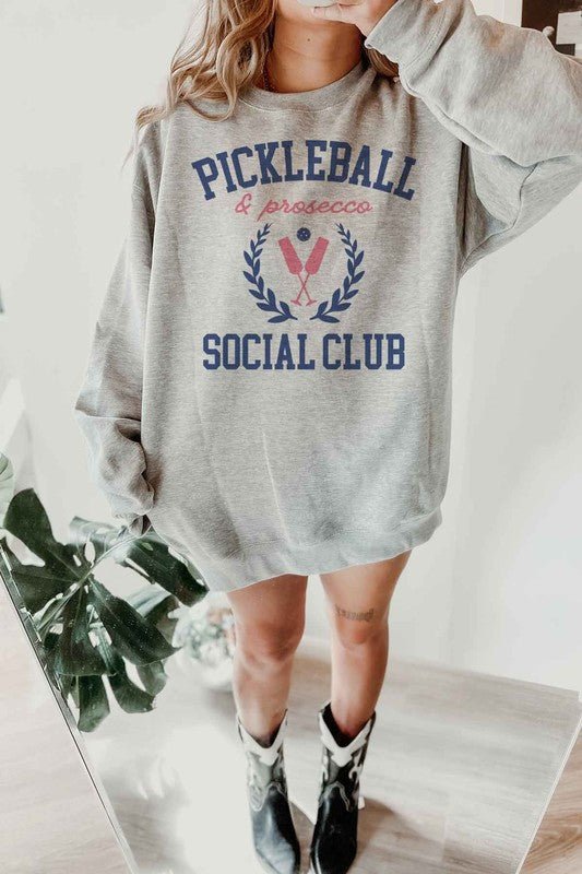 PICKLEBALL AND PROSECCO OVERSIZED SWEATSHIRT - Bitsy Gypsy Boutique