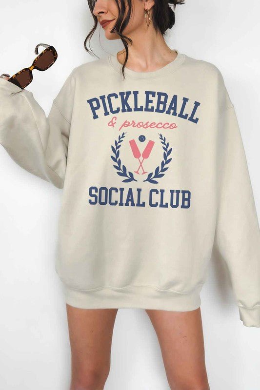 PICKLEBALL AND PROSECCO OVERSIZED SWEATSHIRT - Bitsy Gypsy Boutique