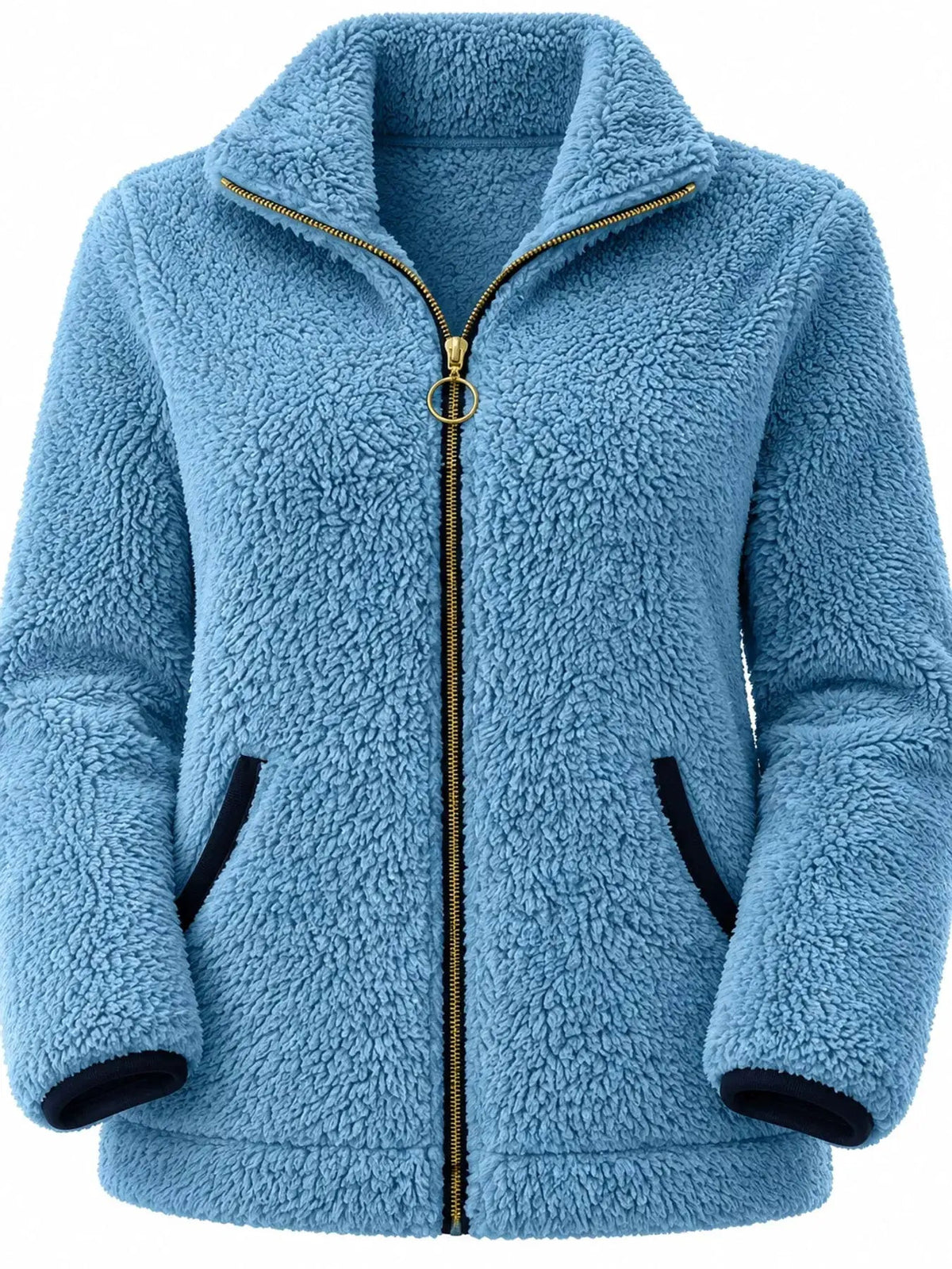 Pink Fleece Zip-Up Jacket With Contrast Trim - Bitsy Gypsy Boutique