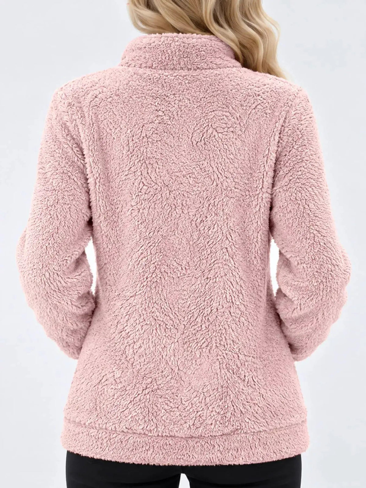 Pink Fleece Zip-Up Jacket With Contrast Trim - Bitsy Gypsy Boutique
