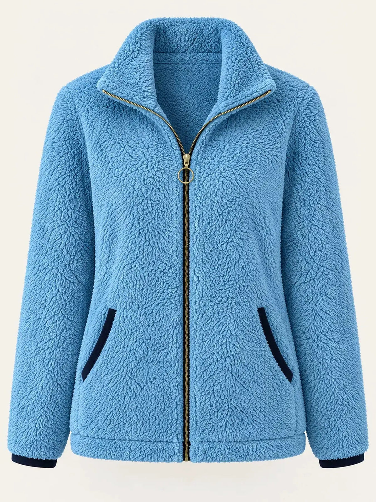 Pink Fleece Zip-Up Jacket With Contrast Trim - Bitsy Gypsy Boutique