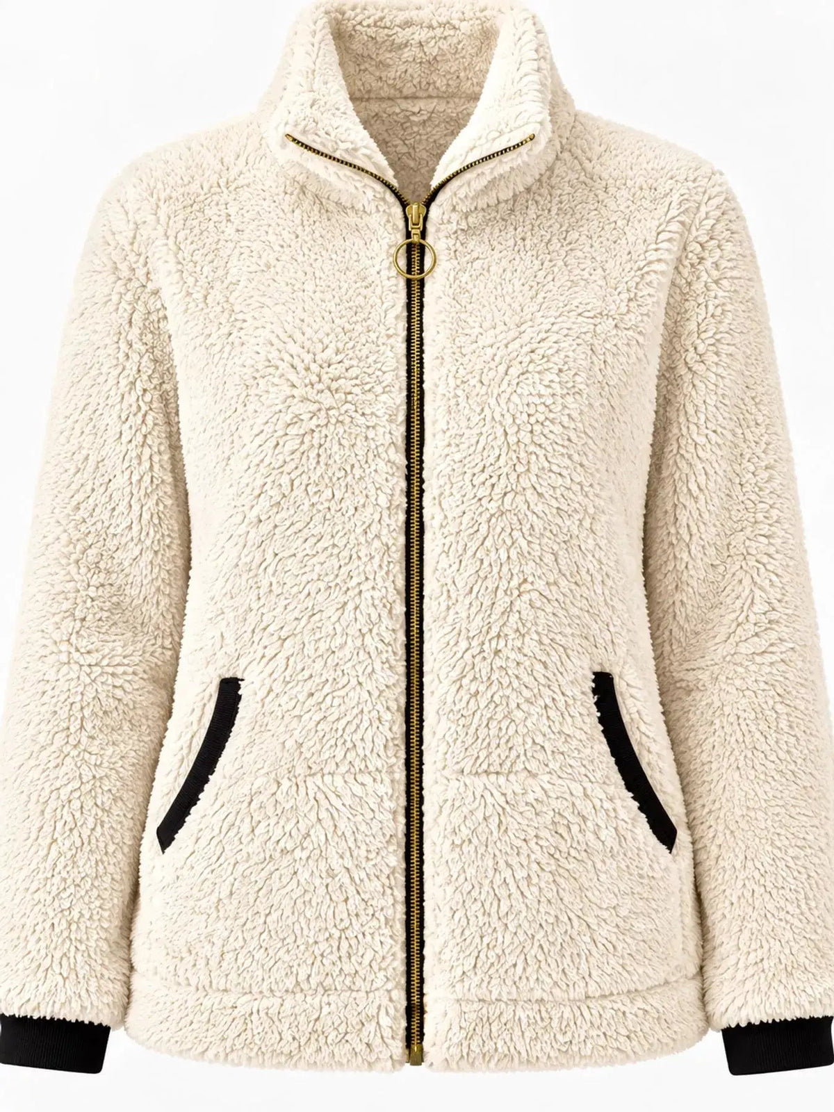 Pink Fleece Zip-Up Jacket With Contrast Trim - Bitsy Gypsy Boutique