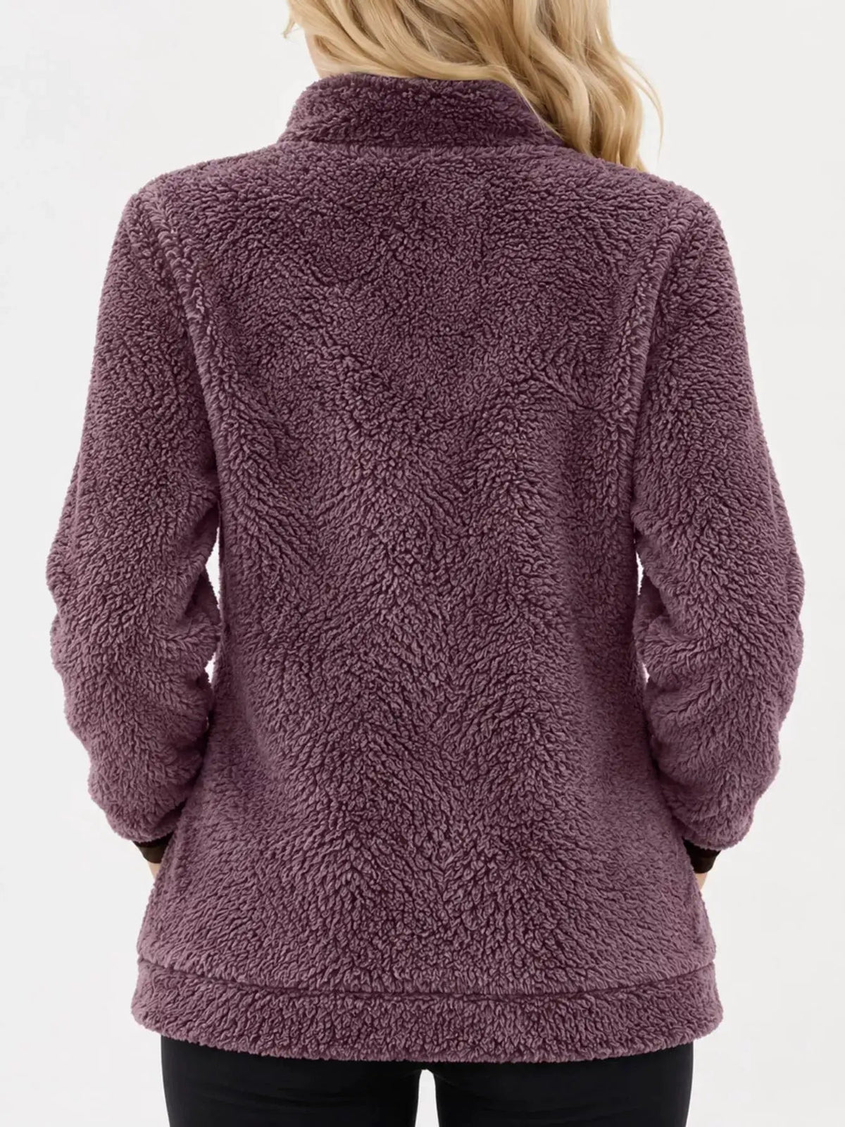 Pink Fleece Zip-Up Jacket With Contrast Trim - Bitsy Gypsy Boutique