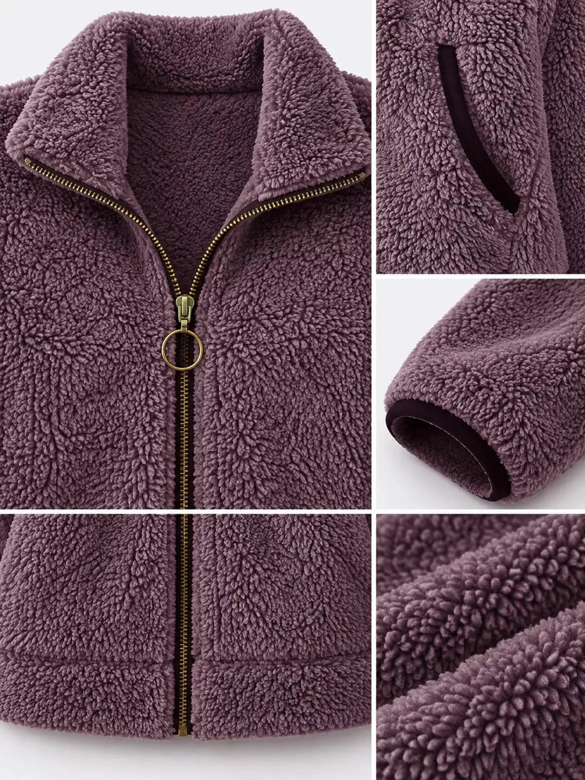 Pink Fleece Zip-Up Jacket With Contrast Trim - Bitsy Gypsy Boutique