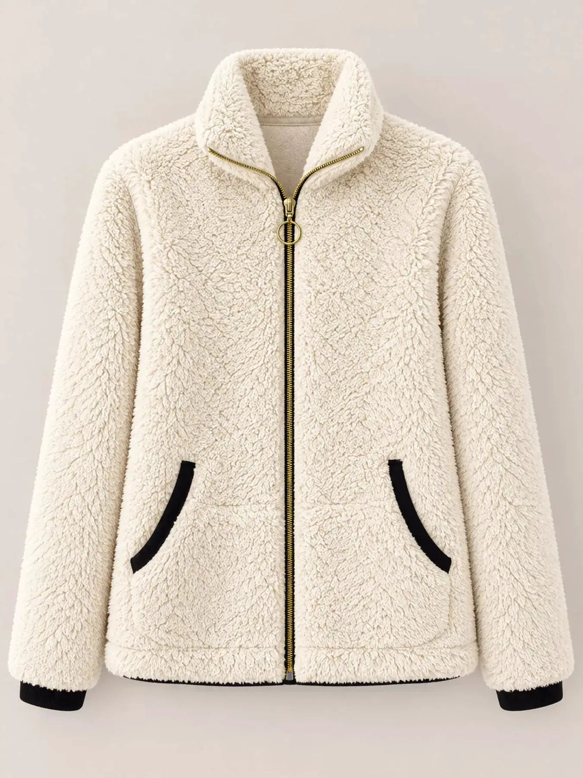 Pink Fleece Zip-Up Jacket With Contrast Trim - Bitsy Gypsy Boutique
