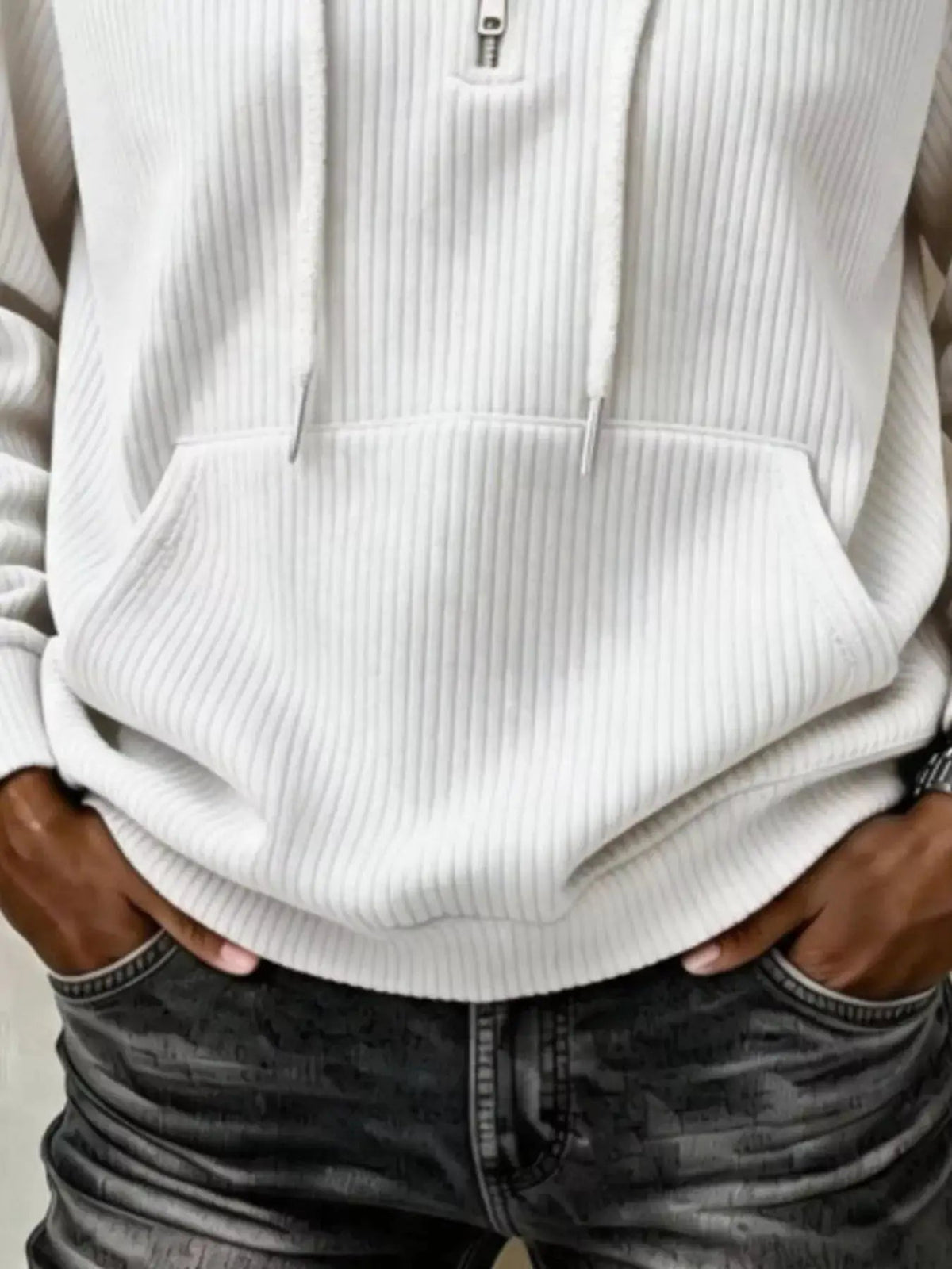 Pink Long Sleeve Ribbed Pocketed Quarter Zip Hoodie - Bitsy Gypsy Boutique