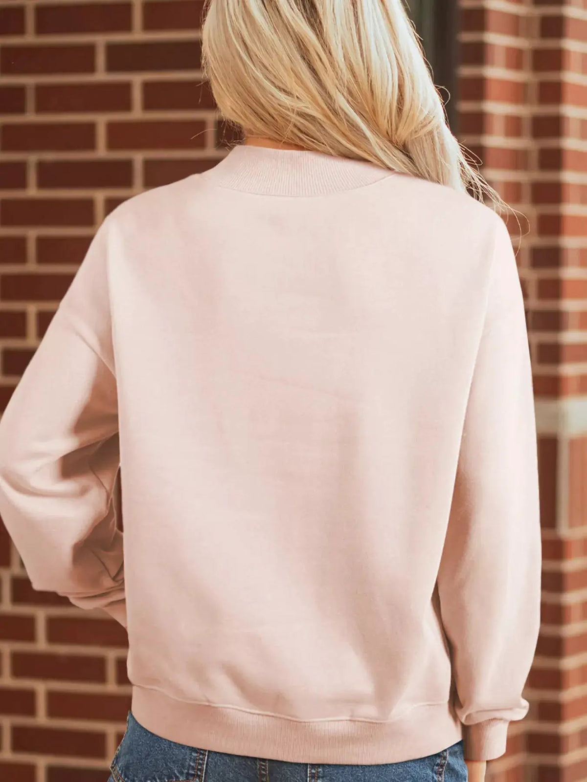 Pink Sequin Candy Cane Ribbed Mock Neck Sweatshirt - Bitsy Gypsy Boutique