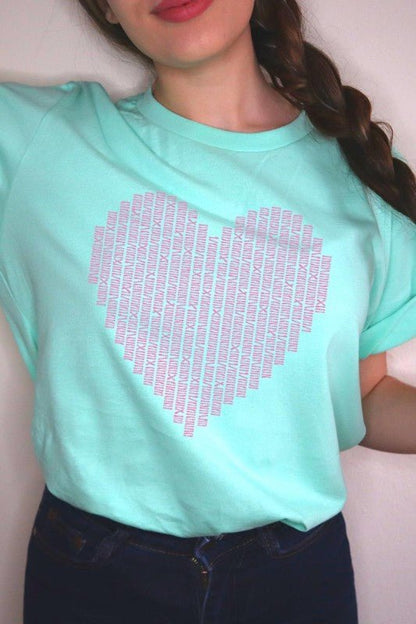 Pink Stitch Heart Graphic Tee - Bitsy Gypsy Boutique