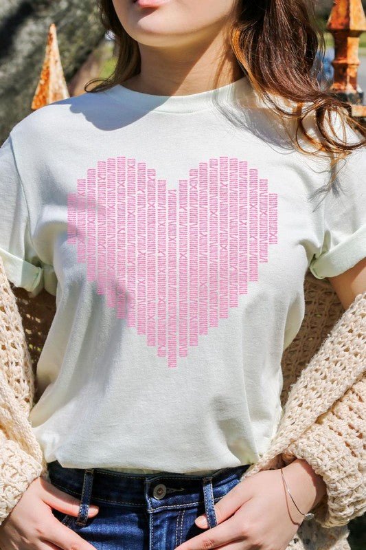 Pink Stitch Heart Graphic Tee - Bitsy Gypsy Boutique
