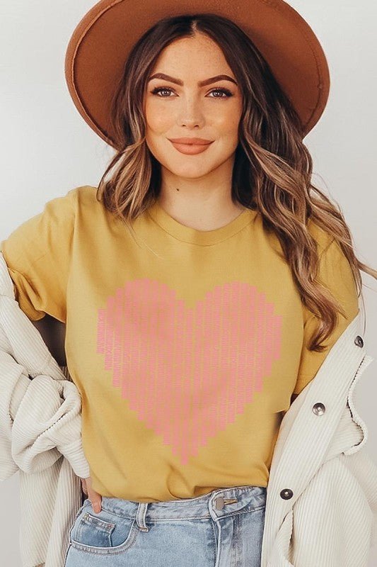Pink Stitch Heart Graphic Tee - Bitsy Gypsy Boutique