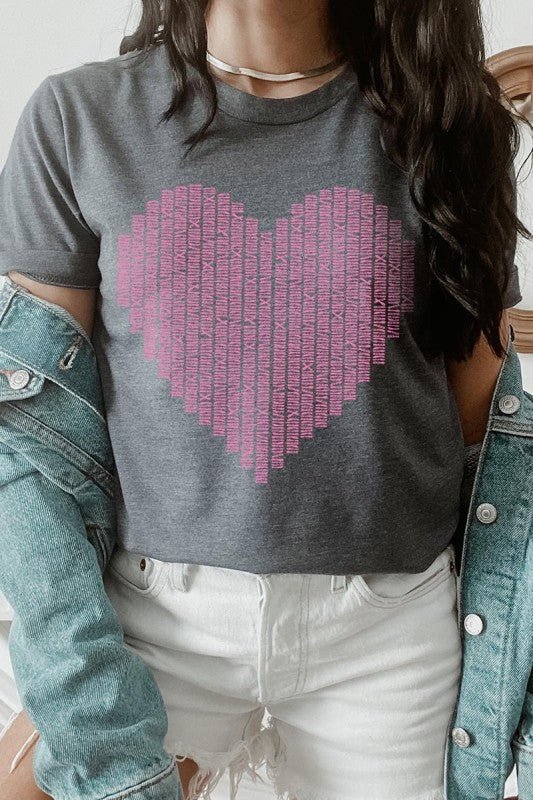 Pink Stitch Heart Graphic Tee - Bitsy Gypsy Boutique