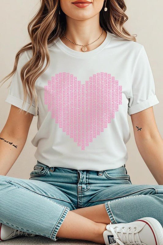 Pink Stitch Heart Graphic Tee - Bitsy Gypsy Boutique