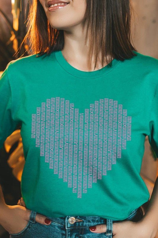 Pink Stitch Heart Graphic Tee - Bitsy Gypsy Boutique