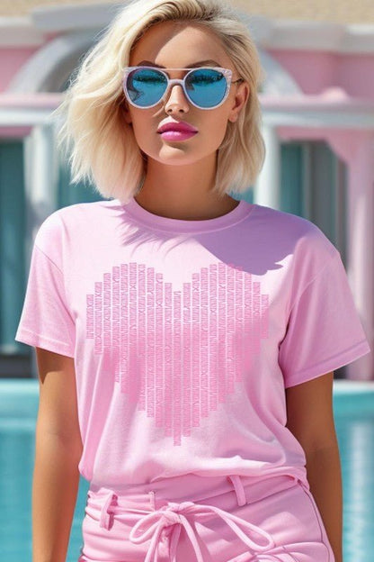 Pink Stitch Heart Graphic Tee - Bitsy Gypsy Boutique