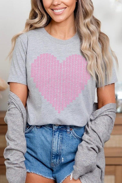 Pink Stitch Heart Graphic Tee - Bitsy Gypsy Boutique