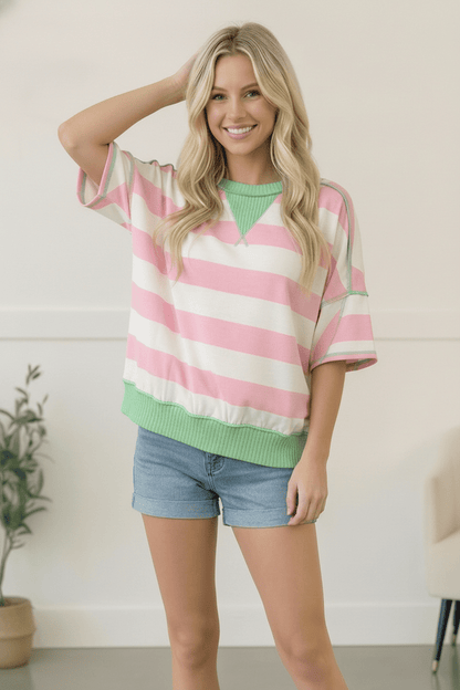 Pink Sugar Rush Colorblock Tee - Bitsy Gypsy Boutique