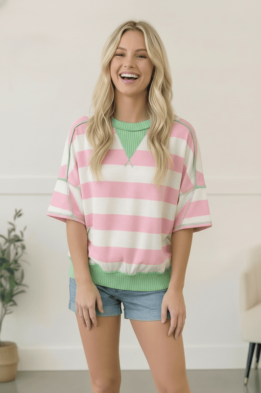 Pink Sugar Rush Colorblock Tee - Bitsy Gypsy Boutique