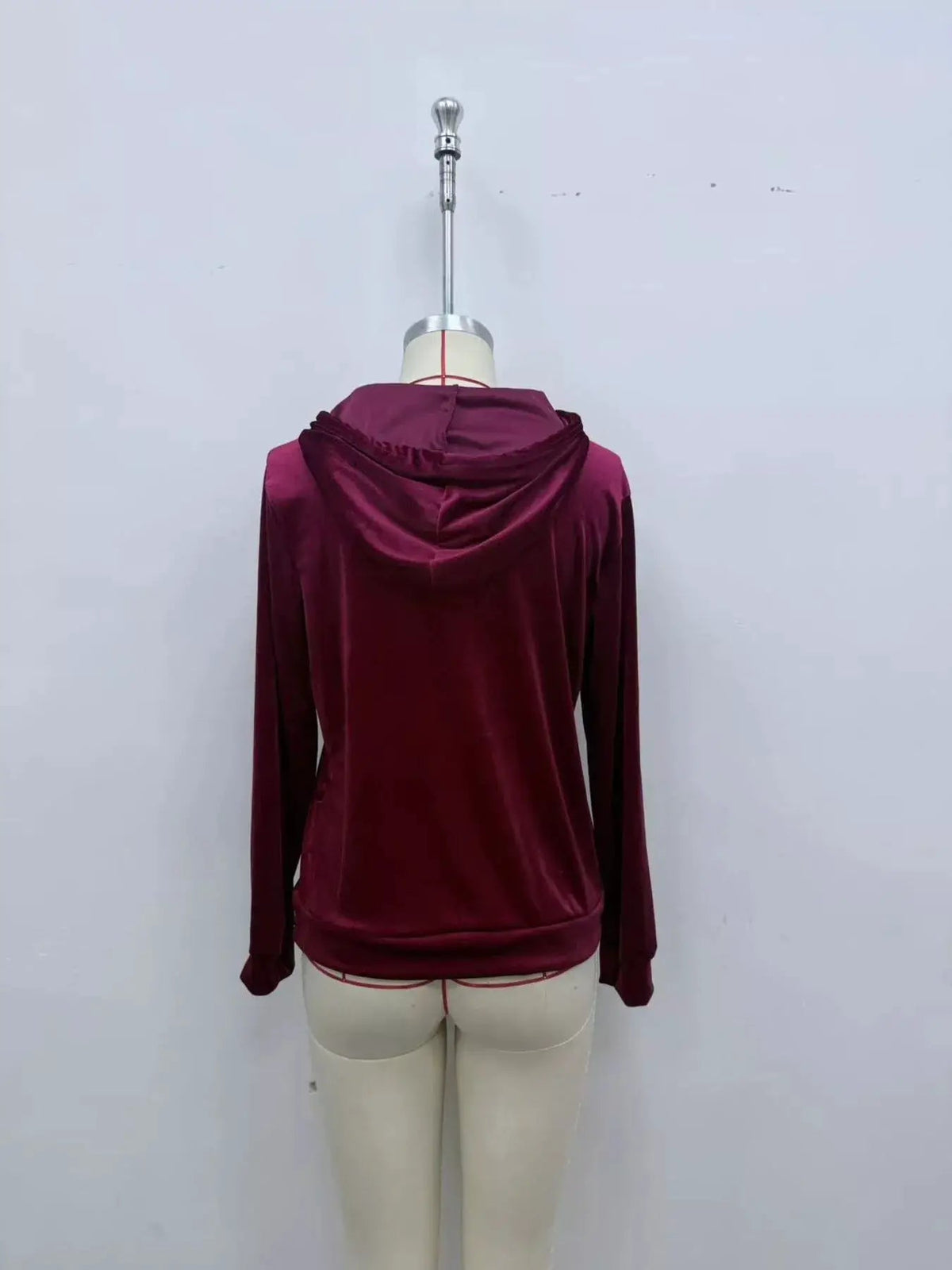 Pink Velvet Drawstring Kangaroo Pocket Hoodie - Bitsy Gypsy Boutique