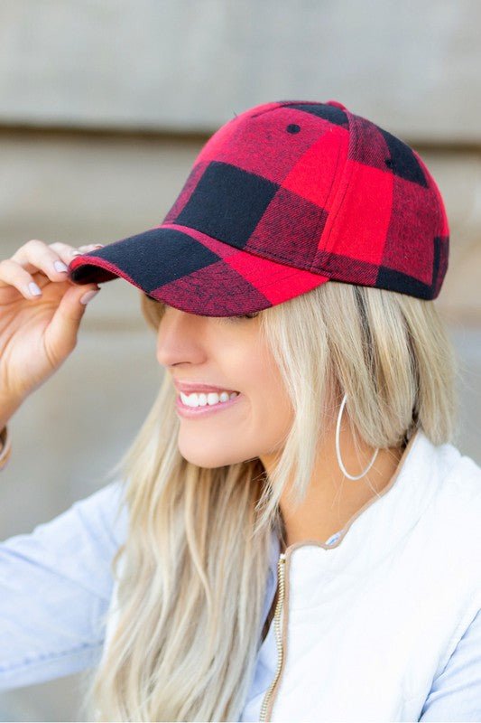 Plaid Ball Caps - Bitsy Gypsy Boutique