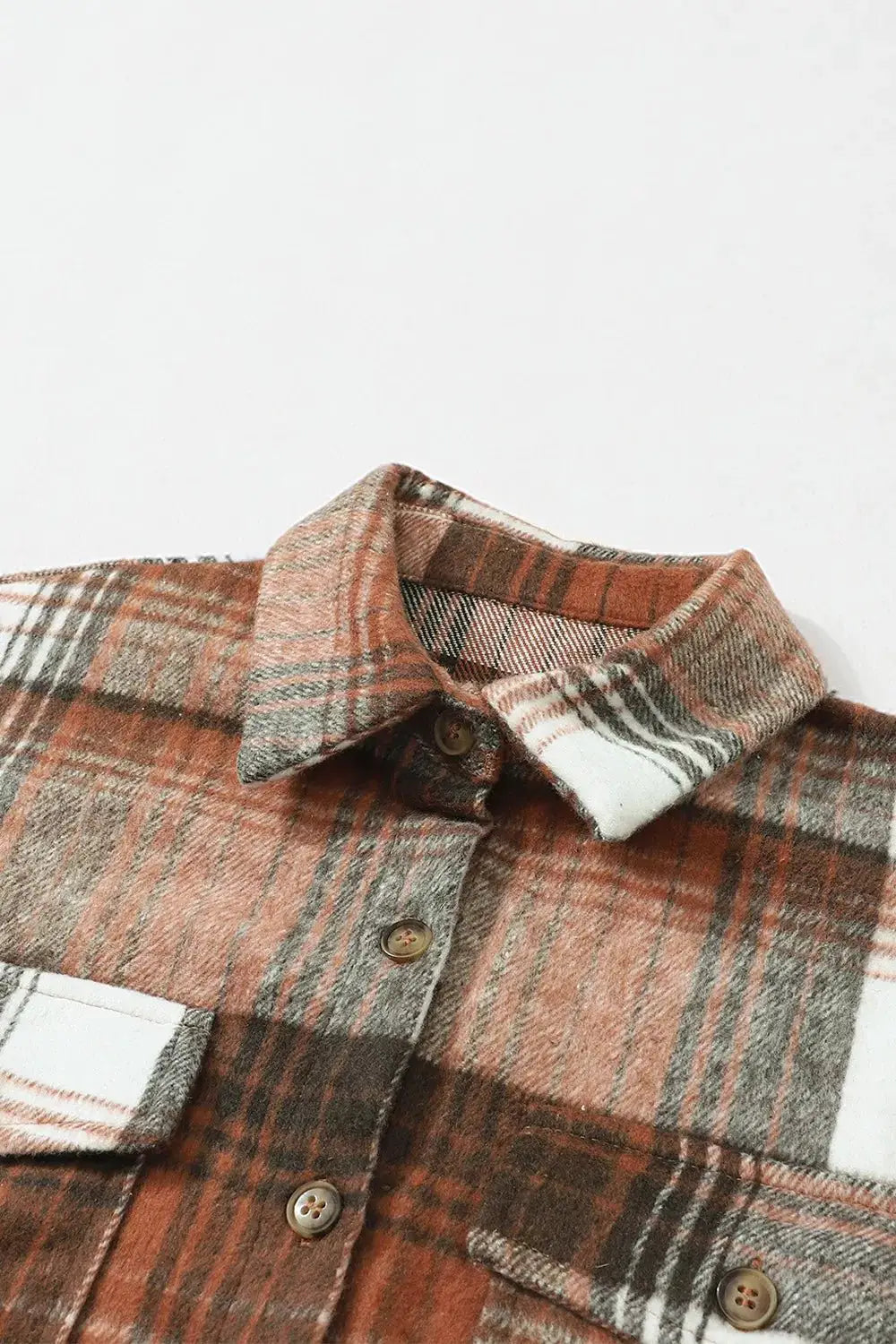Plaid Button Up Shacket by Trendsi