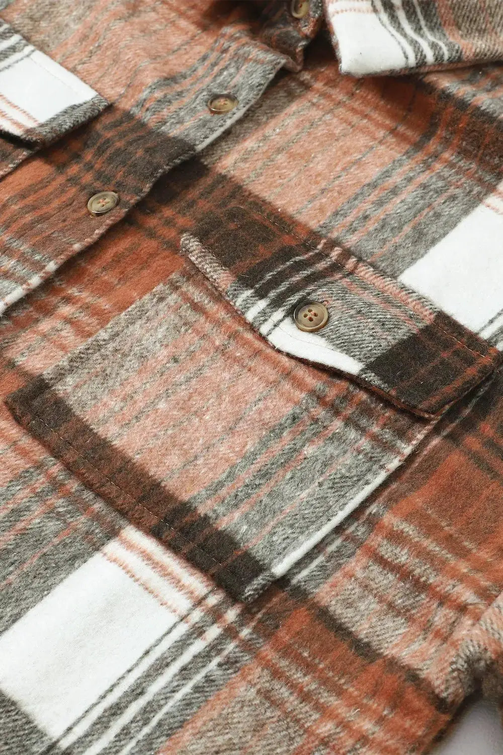 Plaid Button Up Shacket by Trendsi