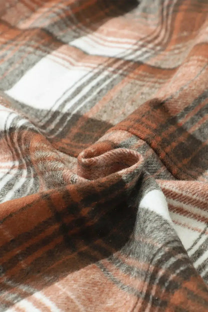 Plaid Button Up Shacket by Trendsi