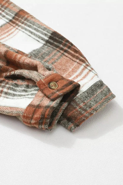 Plaid Button Up Shacket by Trendsi